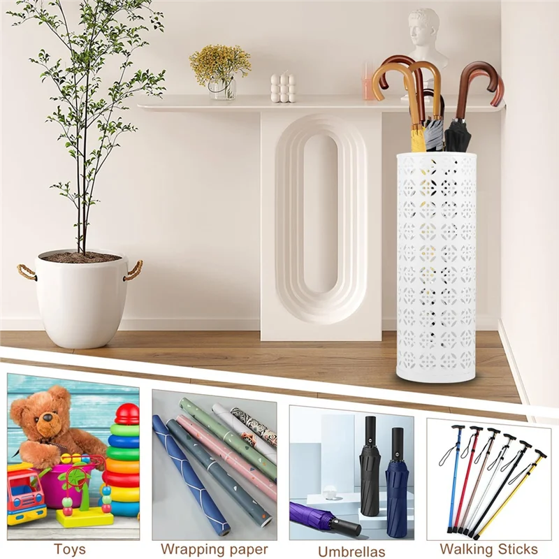 Metal Umbrella Stand, Circular Umbrella Stand, Freestanding Entryway Stand
