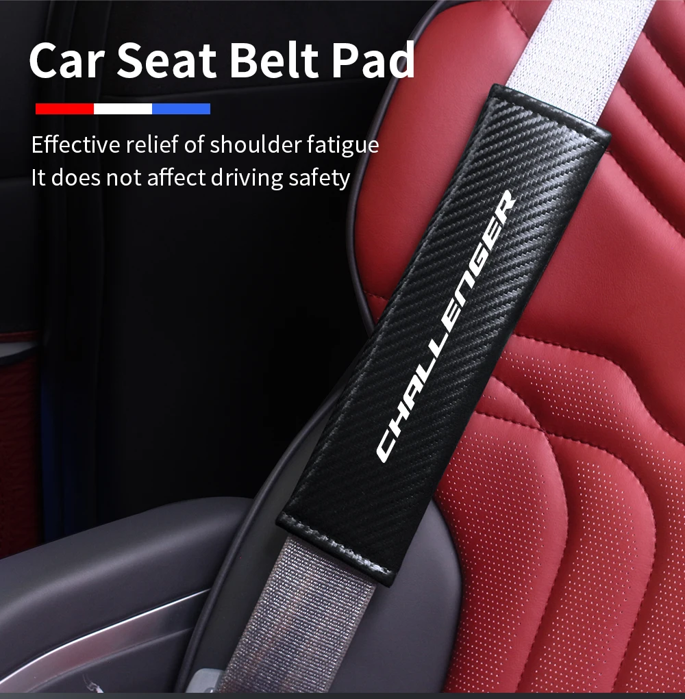 Kohle faser Auto Sicherheits gurt bezug Schulter polster Schutz abdeckung Sicherheits gurt Polster polster Kissen für Dodge Challenger Zubehör – Detail 2