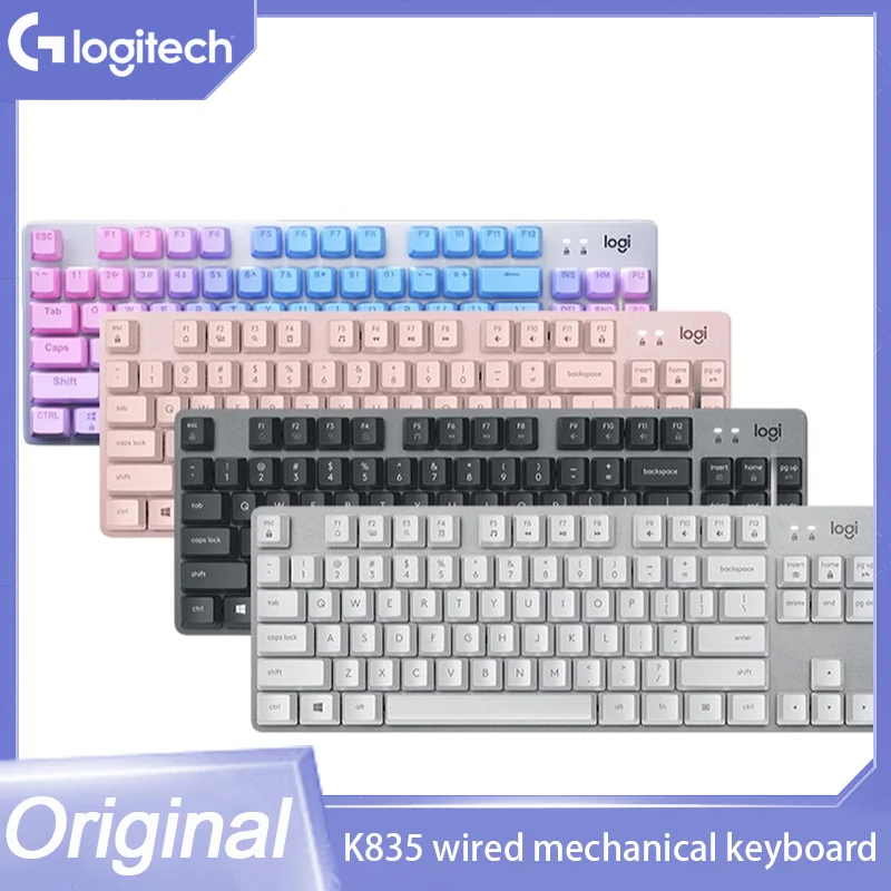 

Original Logitech K835 Wired Mechanical Keyboard Red Axis Customized Keycaps Games Office Desktop Computers Keyboard Mouse Set