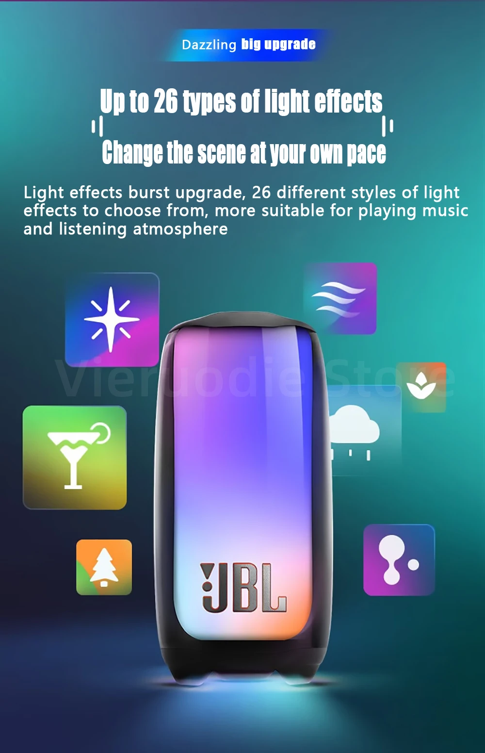 JBL Pulse 5 Portable Bluetooth speaker with light show description image 4
