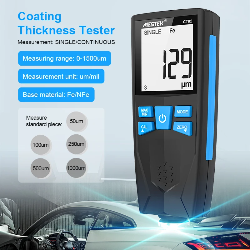 

Brand 0.1um/0-1500um Digital Coating Thickness Gauge LCD Automotive Film Car Paint Thickness Measure Meter FE/NFE Russian Manual