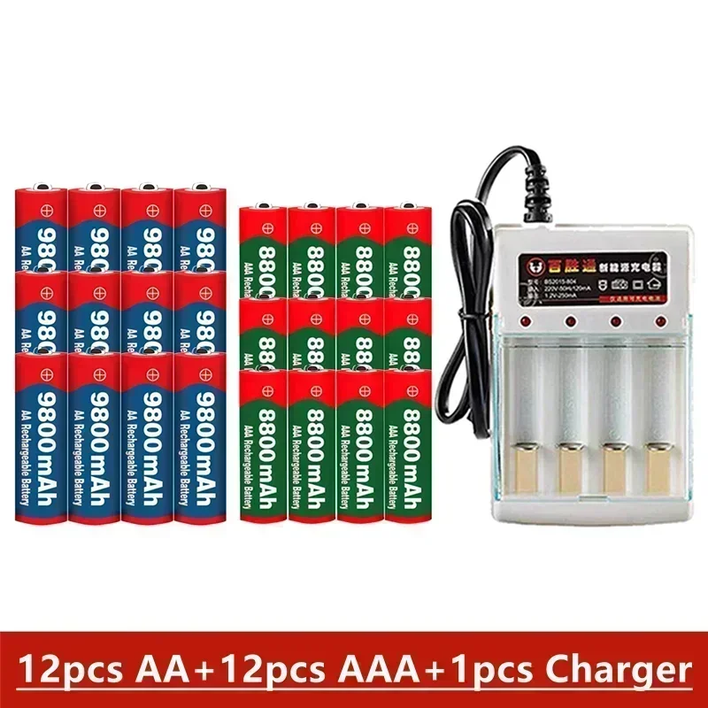 Rechargeable Battery 1.5V AA 9800Mah 1.5V AAA 8800Mah Alkaline with Charger for Computer Clock Radio Video Game Digital Camera - Image 3