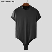 

INCERUN 2021 Comfortable Homewear Men's Fashion Casual Short Jumpsuits Undershirt Solid Color Short Sleeve O-neck Onesies S-5XL