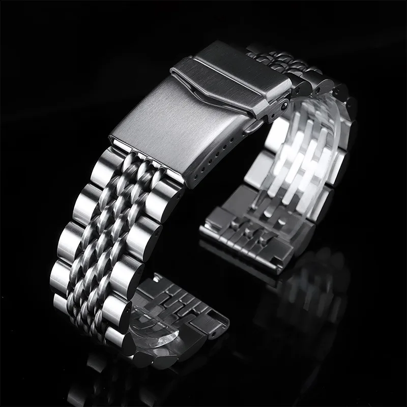 Stainless Steel Watchband with Screw Link and Straight/Curved End Strap – 20/22mm Bracelet