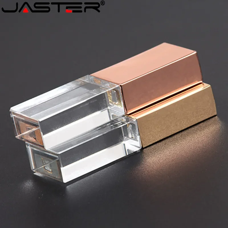 Jasters-crystal Usb Sticks Pen Drive de Vidro Transparente Logotipo Personalizado Impressão 3d 8gb 16 gb 32gb 64gb Presentes