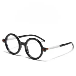 Unisex Vintage Fashion Blue Light Blocking Round Frame Reading Glasses (Black)