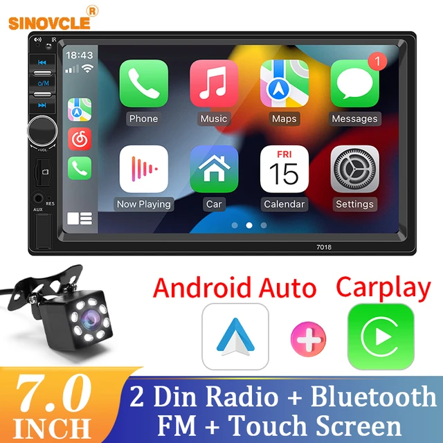 Radio Coche Carplay De Doble Din, 7 Pulgadas, Pantalla