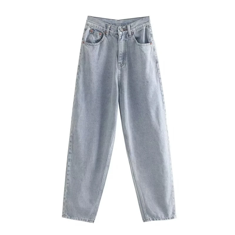 

Summer New Loose High Waist Denim Carrot Pants Versatile Fashion Light Color Jeans Straight Leg Pants Women