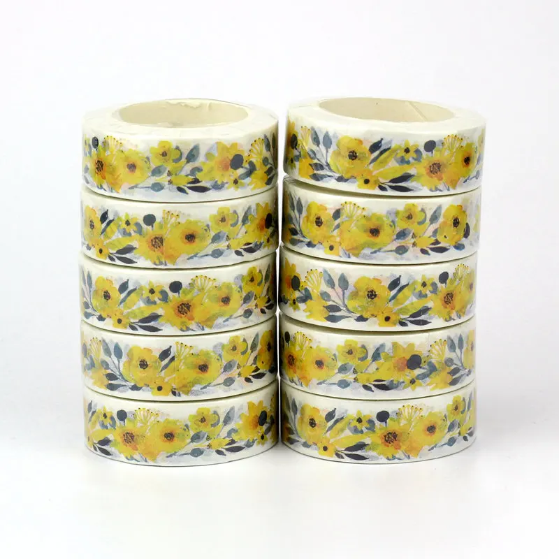 2022 New Bulk 10pcs/lot Decorative Yellow Flowers Wreath Washi Tapes