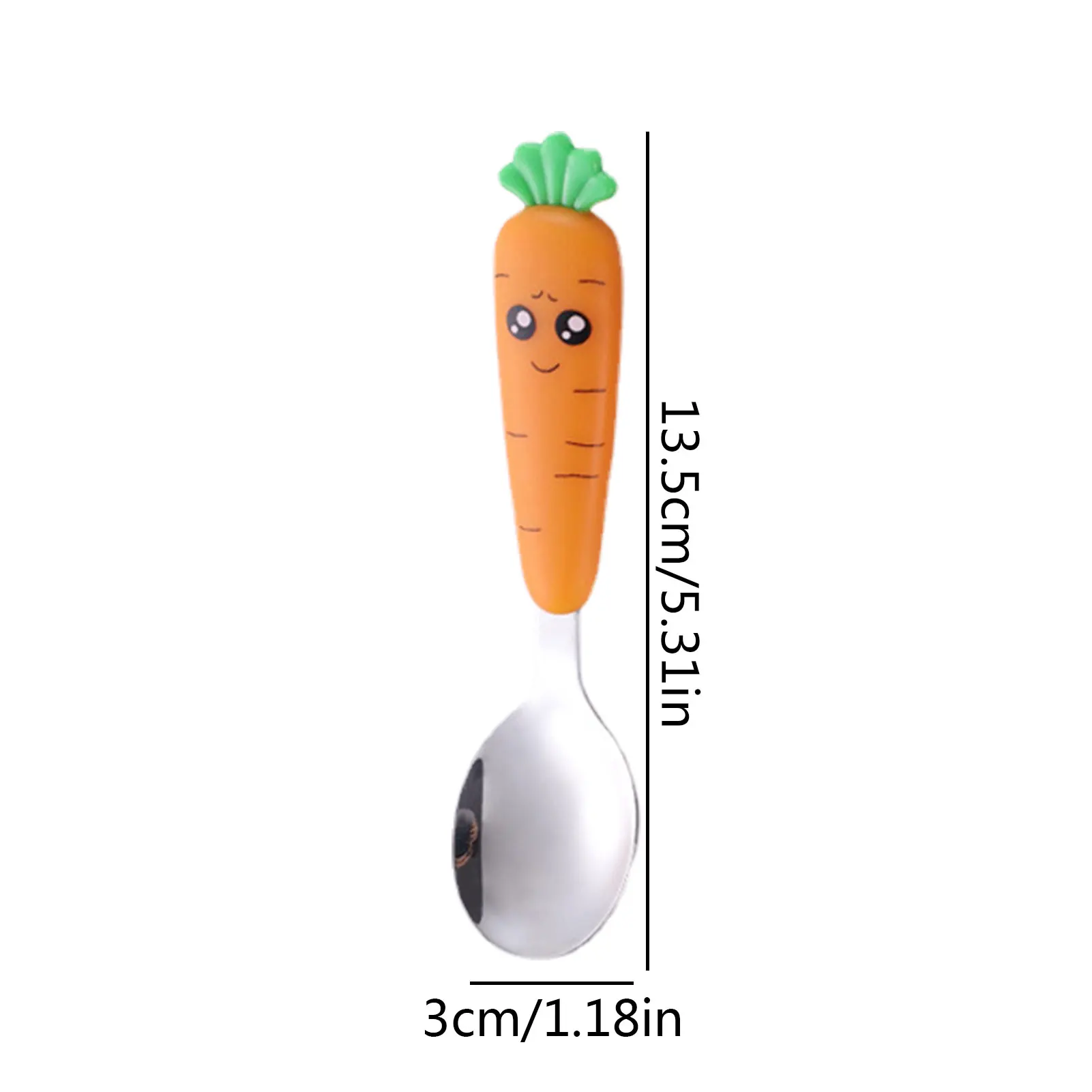 Toddler Utensils Stainless Steel Baby Forks And Spoons With Cartoon Carrot Round Handle Round Cartoon Carrot Handle Kids