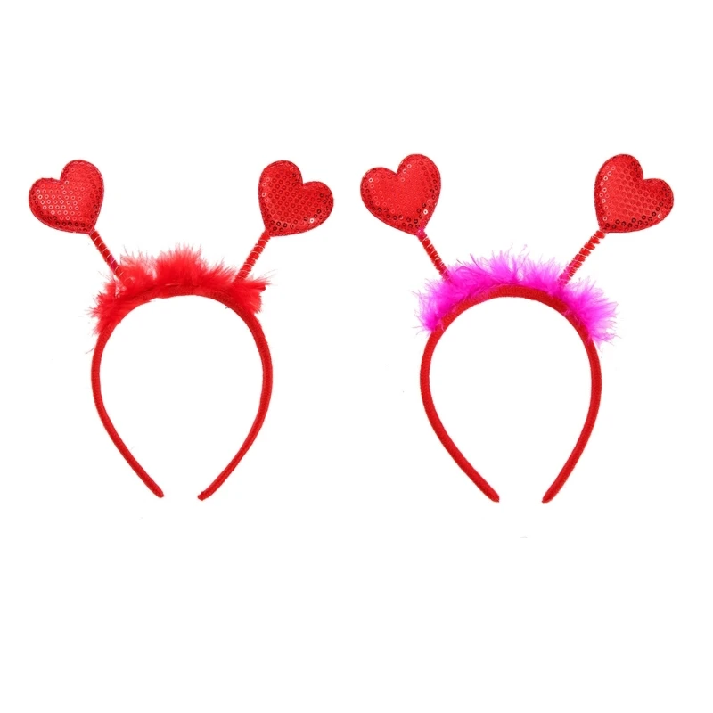 

Valentine's Day Heart Headwear Sequin Headband Red for Valentine's Day