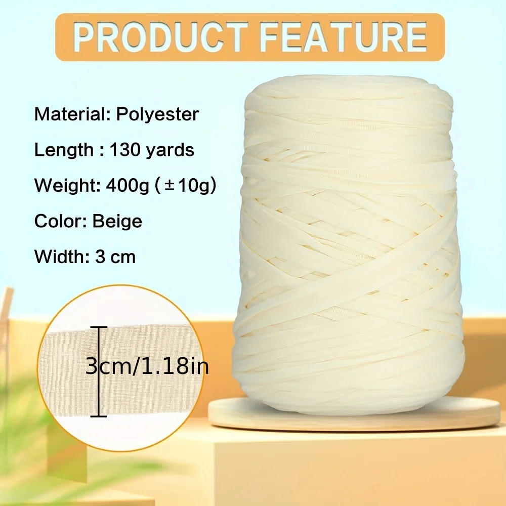 1 pc 130Yards T-Shirt Yarn Knitting Yarn Fabric Crochet Cloth Solid Color Tshirt Yarn for Crocheting Beginners DIY Hand Craft 6