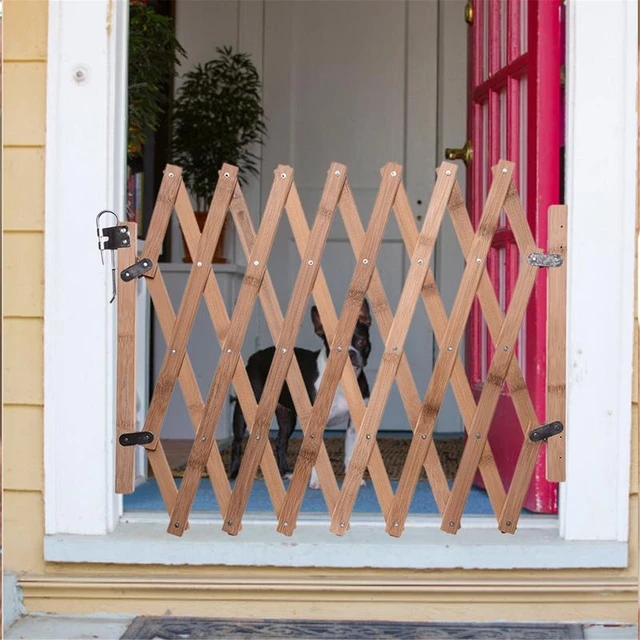 Barrière rétractable en bambou pour animaux de compagnie, porte