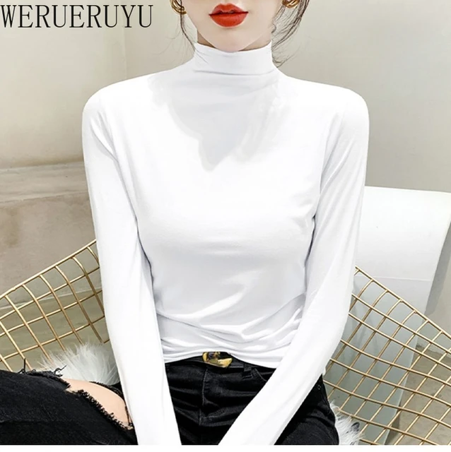 Black Turtleneck T-shirt Long Sleeve Tops Women Y2k Clothes Autumn Winter Korean Fashion Modal Elegant T-shirts for Women 2024 3