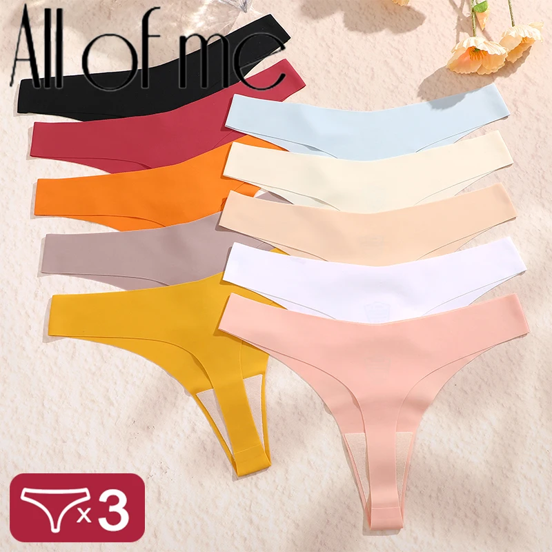 3PCS/SET  G-String Underwear Female T-back Intimates Lingerie Seamless Low Waist Underpants 10 Color Lady Bikini Panty XS-XL