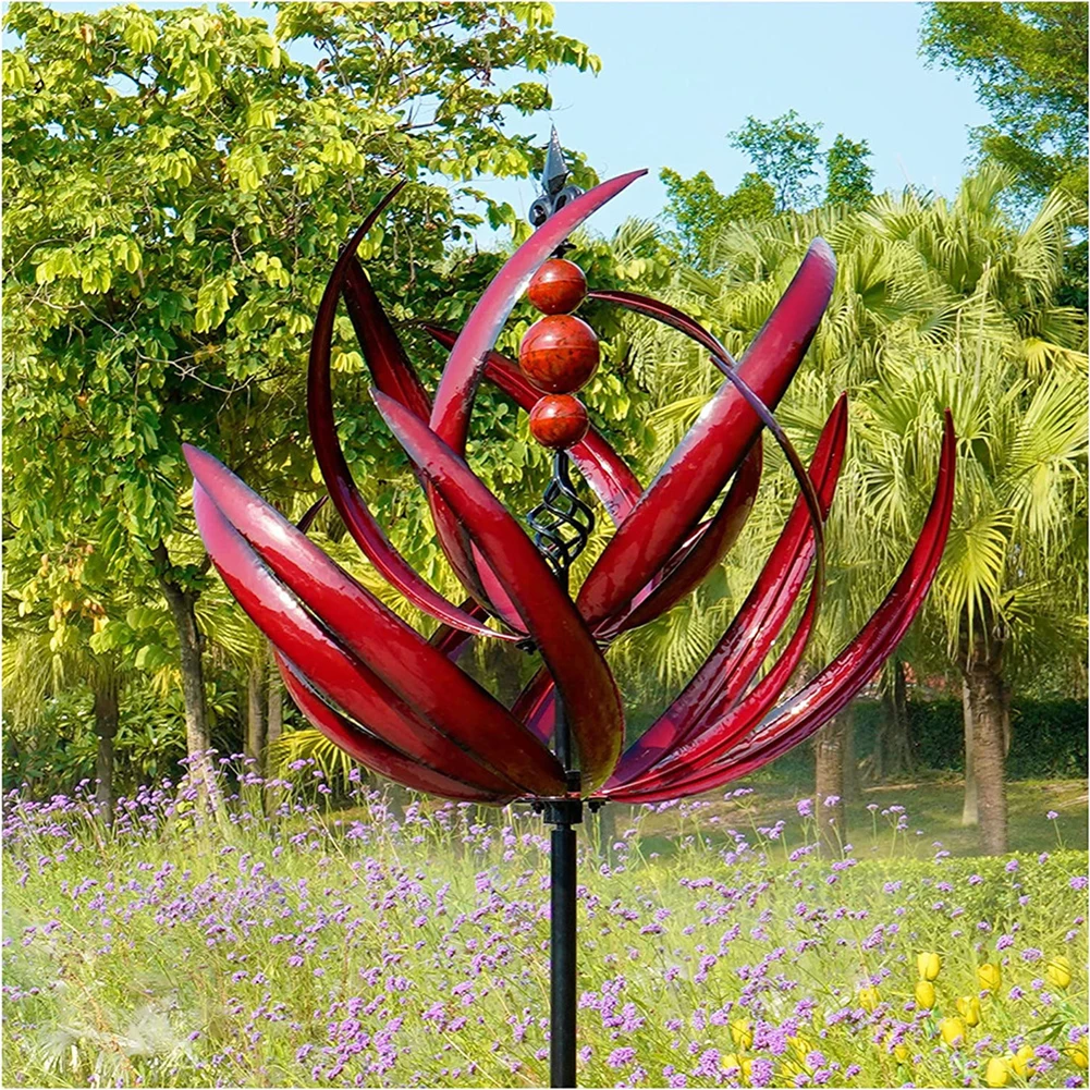 

Harlow Wind Rotator Metal Wind Sculpture, Windmill Spinner With Stake For Outdoor Backyard Garden Patio Decoration