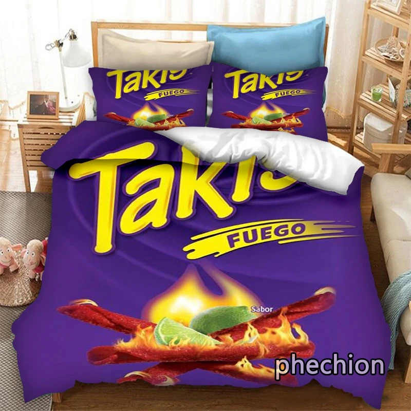 thumbnail image 1 of Juego de cama con estampado 3D de Snacks Takis de Phechion, fundas de edredón, fundas de almohada, juegos de cama con edredón de una pieza, ropa de cama, lino K275, 1 of 4