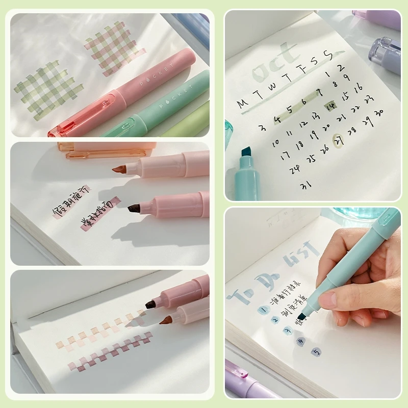 4pcs/Set Pocket Highlighter Pens Mini Color Pen Drawing Pen Key Marker Portable Sized Mild Color Marker Liner for Drawing highlighter marker highlighter pen art marker marker pen
