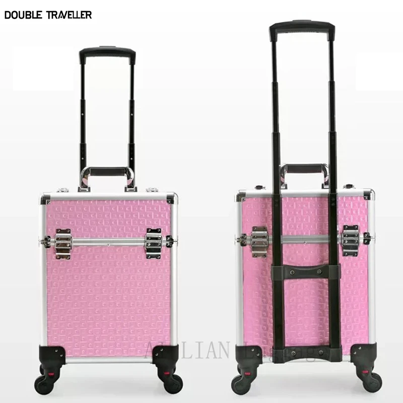 New Trolley luggage make up organizer suitcase Trolley cosmetic bag makeup travel rolling luggage large Multi-layer Beauty case