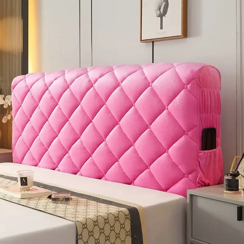 Soft Velvet Bed Headboard Cover Anti-Dust Thicken Back Protector