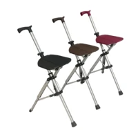 Portable Aluminum Alloy Elderly Crutch Chair Folding Walking Sticks Cane with Seat 1