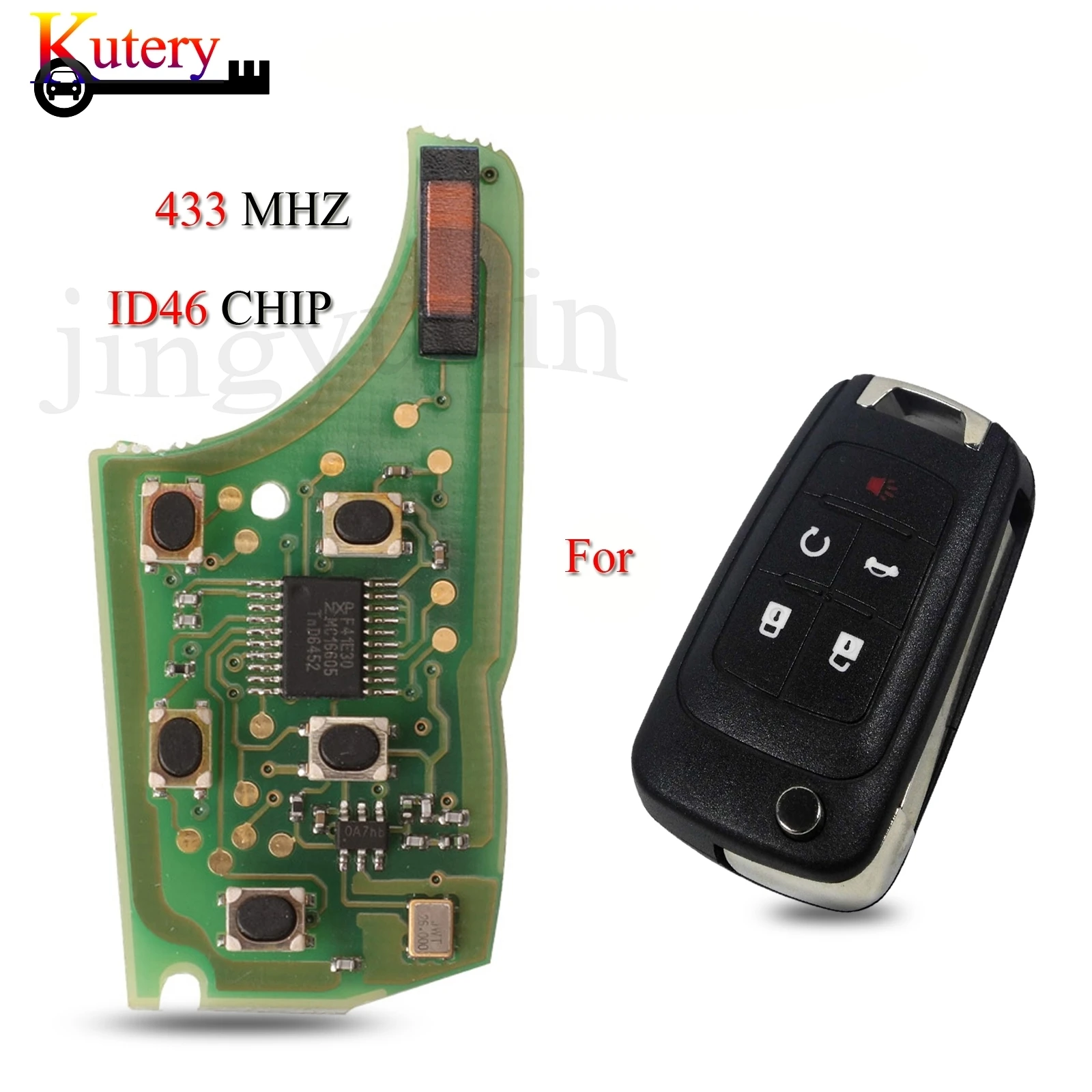 

jingyuqin 10pcs/Lot Remote Car Key Circuit Board For Chevrolet Cruz Aveo Camero Malibu Buick Verano Encore 433MHZ ID46 Chip