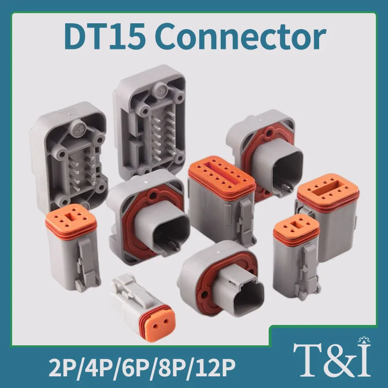 

5/10 Set DT 15 Automotive Waterproof Connector PCB Straight Pin Socket On-Board Circuit Board Pin End Sheath Male&Female