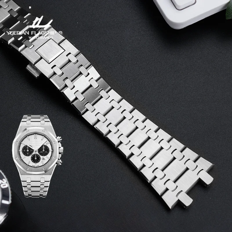 Per Ap Royal Oak Solid Stainless Steel 26Mm Cinturini Argentati 15400/26331/15500 Cinturino Per Orologio Antiruggine Impermeabile Da Uomo D'Affari