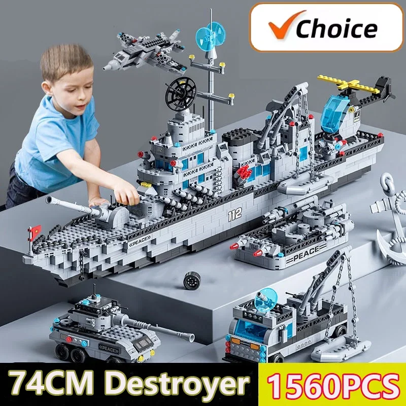 Building Block Toys Military Navy Ship Model Sets 1560pcs For Boy Children
