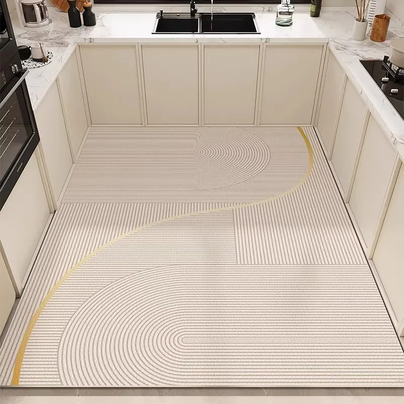 PVC Kitchen Floor Mat Modern Minimalist Design Luxury Oil-proof Waterproof Bathrooms Carpet Wipeable No-clean Balcony Rugs Tapis