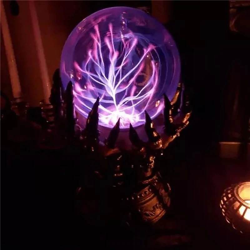 

Halloween Celestial Crystal Ball Creative Induction Plasma Ball Electrostatic Touch Ball Skull Finger Luminous Plasma Ball Decor