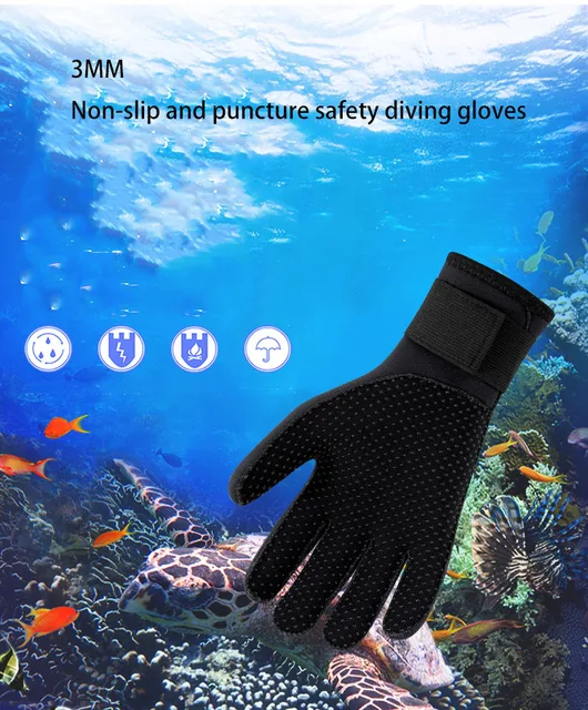 Gants De Plongée, Gants De Plongée 3mm Palmes De Natation Plongée Surf Kitesurf Gants De Planche à Voile For La Pêche équipement De Pêche Sous-marine Pour Surf Kayak Snorkeling Voile(DG-009 Black Glov