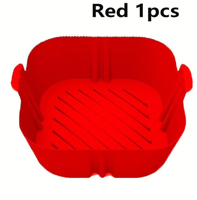 Silicone Air Fryers Oven Baking Tray Reusable Airfryer Silicone Basket Pizza Fried Chicken Square Airfryer Pan Liner Accessories