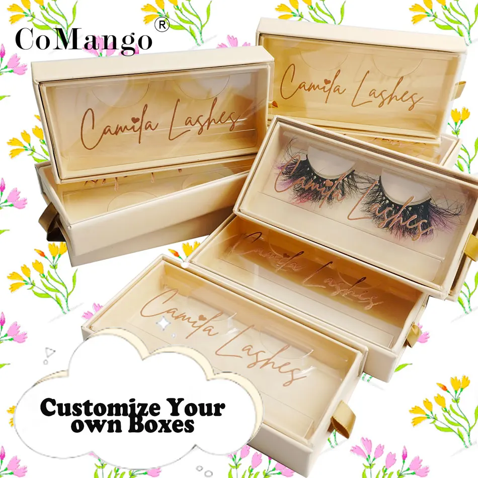 Wholesale Eyelashes Box Package Chololate Boxes  Packaging Print Logo Faux Cils Mink Eyelashes Magnetic Drawer Case Bulk Vendors 2