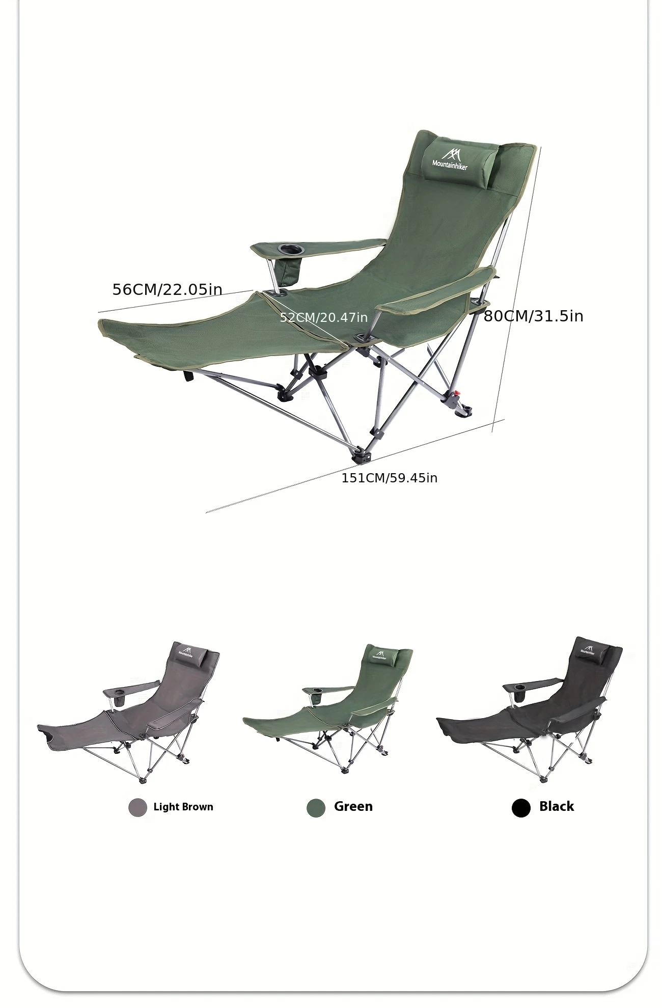 MOUNTAINHIKER 600D Klappstuhl aus Oxford-Stoff – tragbarer Outdoor-Campingstuhl und Strandstuhl, 4 verstellbare Liegen – Detail 15