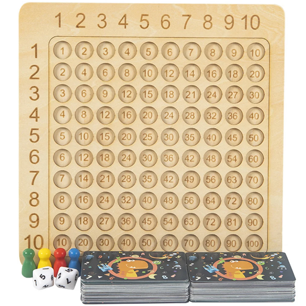 

Multiplication Table Teaching Aids Wooden Math Board Manipulative for Kids Game Games Toy