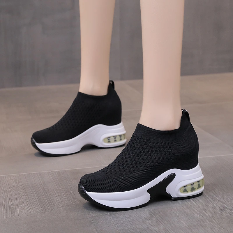 

New 2023 Autumn Women Breathable Platform Casual Shoes Women Height Increased Vulcanized Shoes 8CM Thick Sole Zapatos Mujer