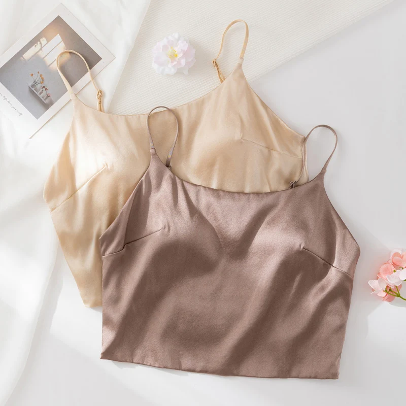 Women Silk Bra, 93%Silk 7%Spandex Underwear, Full Cup, Comfortable Female Underwear, Thin padding Brassiere, Camis style 5