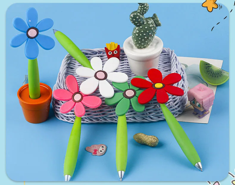 Lytwtw's-Topfpflanzen-Sonnenblumen-Kugelschreiber, süßes Kawaii-Briefpapier, Büro, Schulbedarf, kreatives Geschenk, lustig, 1-teilig – Detail 3