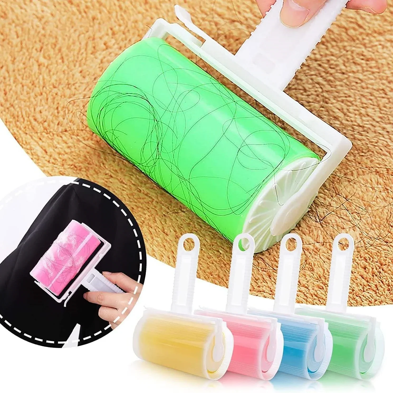 1 PC Washable Clothes Hair Sticky Roller Reusable Pet Hair Remover Portable Home Clean Sticky Roller Carpet Sofa Dust Collector lint remover pet hair remover lint roller hair remover clothes lint remover