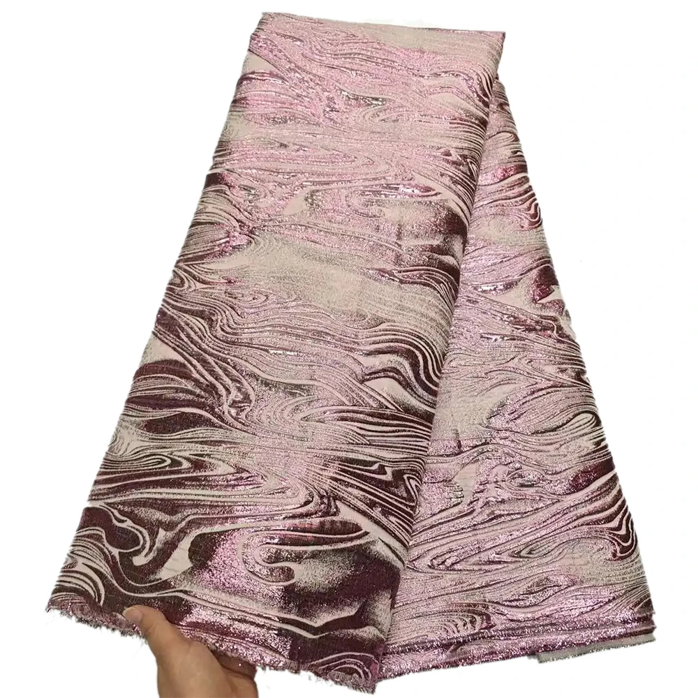 African Brocade Lace Fabric Gold French Embossed Organza Jacquard Fabric For Sewing Clothes Women Prom Dress 5yards