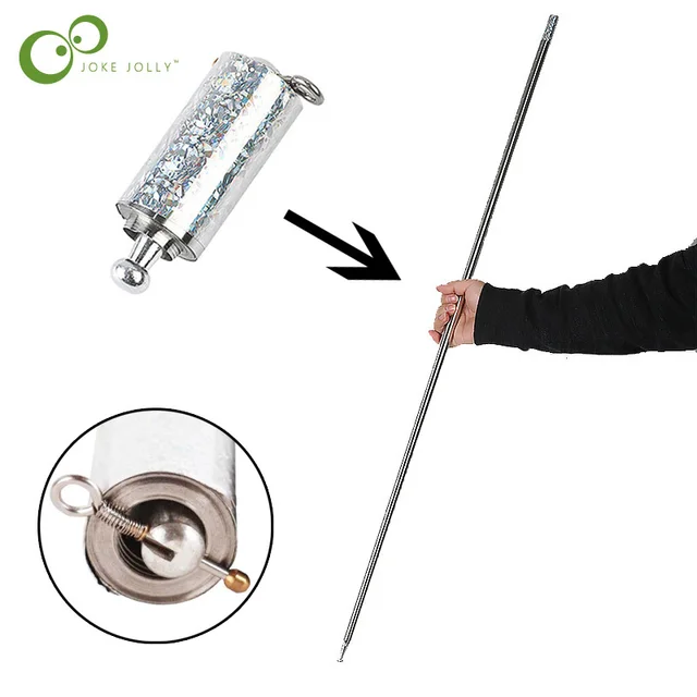 110/130cm Silver Steel Rod Shrink Magic Telescopic Rod Stage Magic Props Instantly Turn into A Stick Party Performance Props DDJ 1
