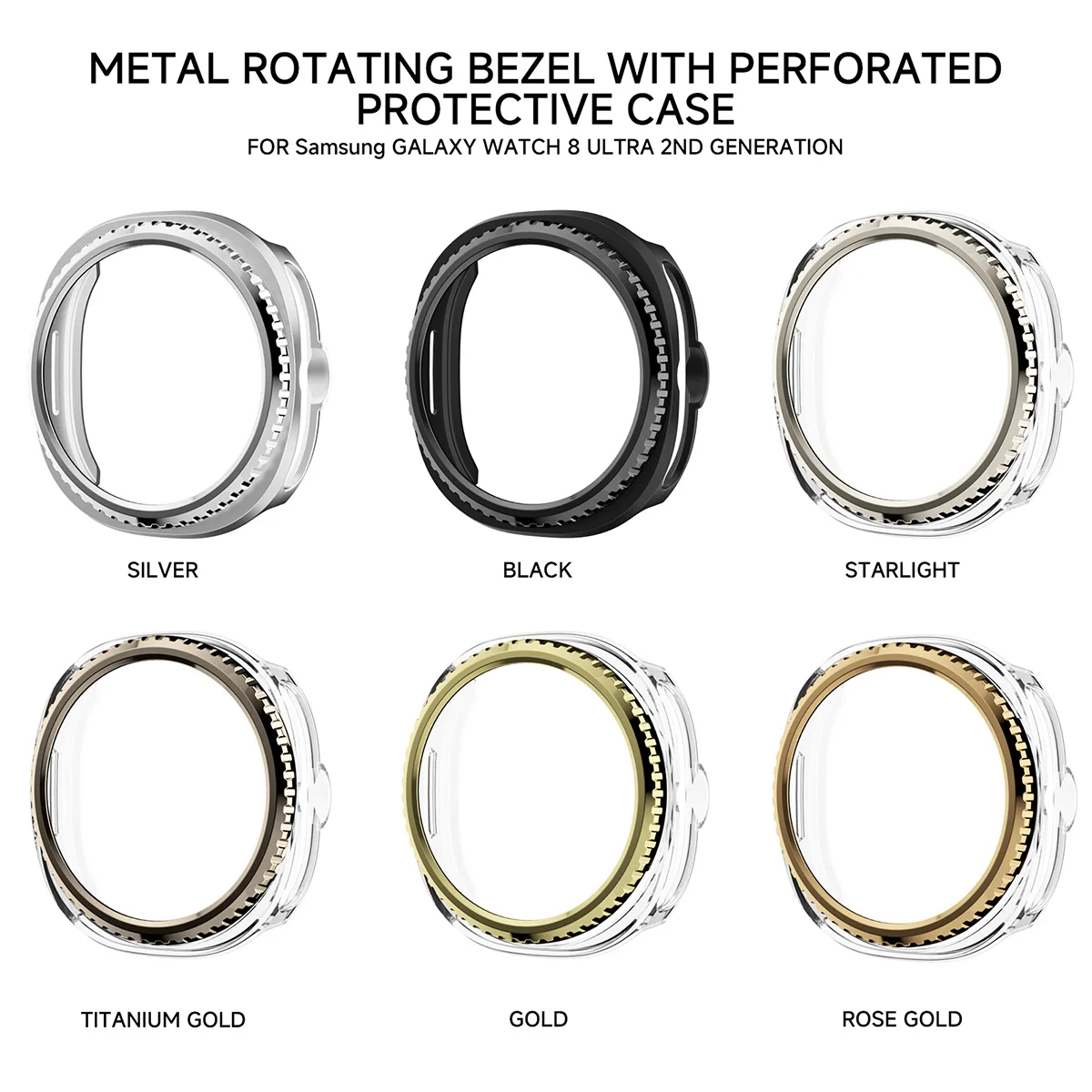 Bezel Ring and Protective Cover Case for Smartwatch - Hard PC Bumper Shield