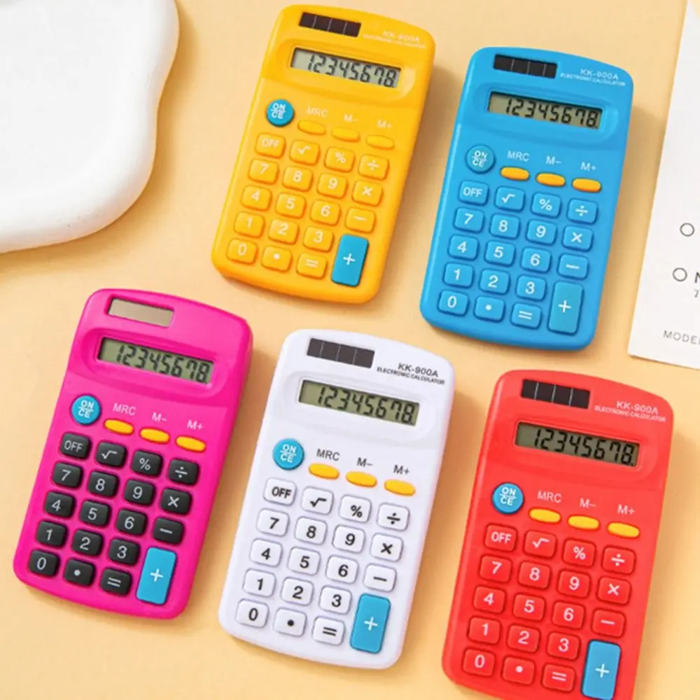 8-Digit Mini Pocket Calculator Silent Candy Color Standard Function Calculator Large LED Display Math Calculator School Office