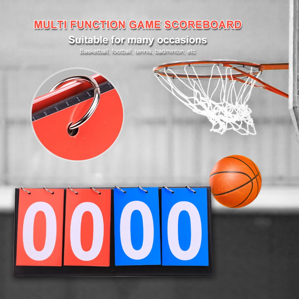 VGEBY Tabellone Segnapunti Pieghevole A 4 Cifre Blu, Per Basket, Calcio, Ping Pong, Badminton E Altri Sport