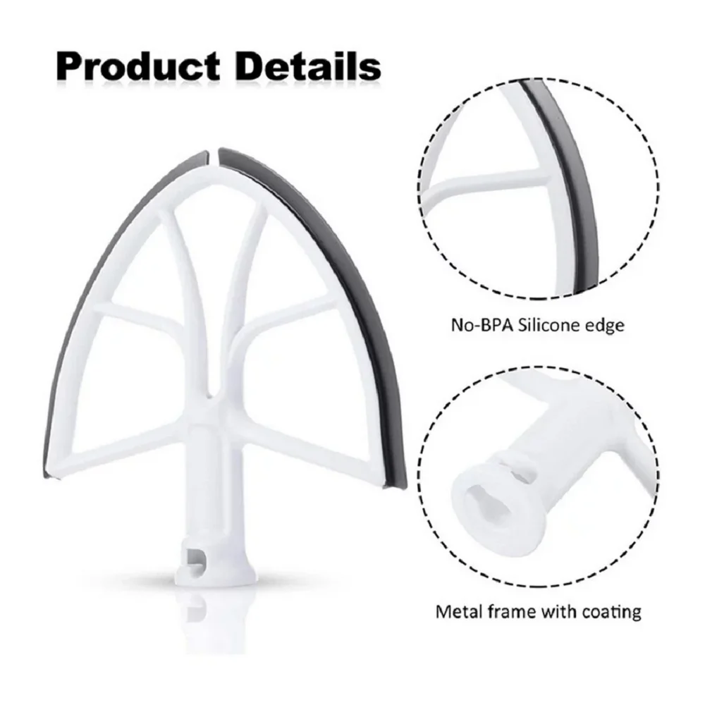 Mixer Accessory Silicone Edge Beater Paddle Bowl-Lift Stand Mixer Home Kitchen Mixing Attachment Replacement for KitchenAid 6-Quart