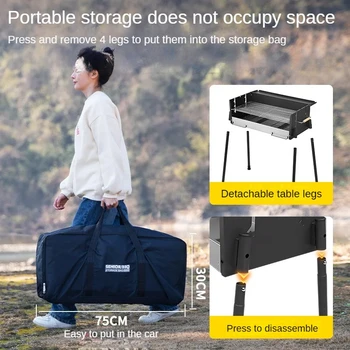 Barbecue Oven Household Barbecue Grill Outdoor Smokeless Charcoal Courtyard BBQ Portable Barbecue Oven Supplies Tools 5