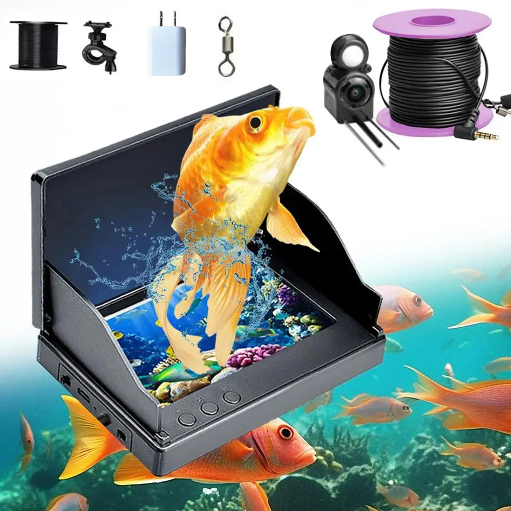 30 M Portable 4.3In LCD Fish Finder Underwater Fish Depth Finder Water Handheld 1080P 220&deg; Fishing Camera With Night Vision