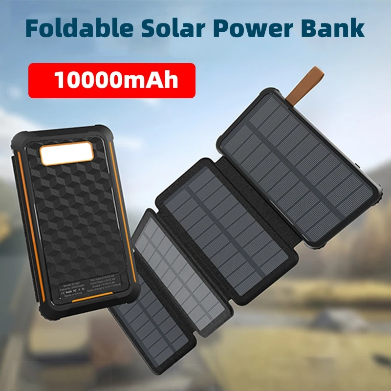 

Solar Power Bank LED Light Emergency Lighting Outdoor Waterproof Portable 10000 mAh Dual USB 5V Output Mobile Power Camping Lamp