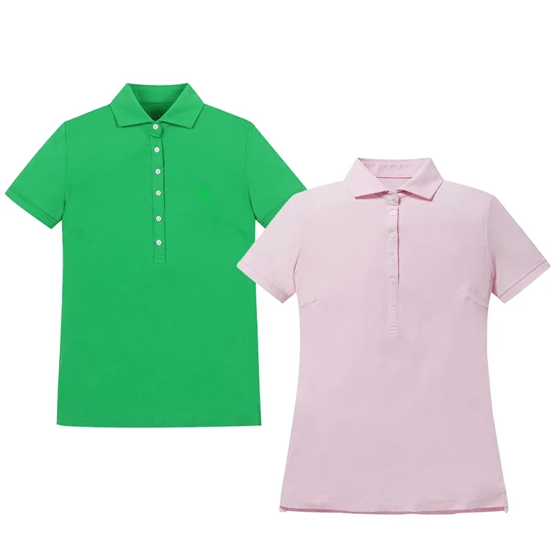 

Korea Golf Apparel Spring and Summer Women's Short Sleeve Quick Dry Casual Sports Breathable Solid Color Polo Shirt Top